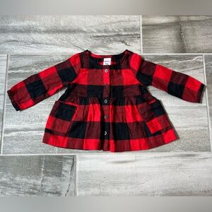 Carters baby girl buffalo plaid shirt size 6 months